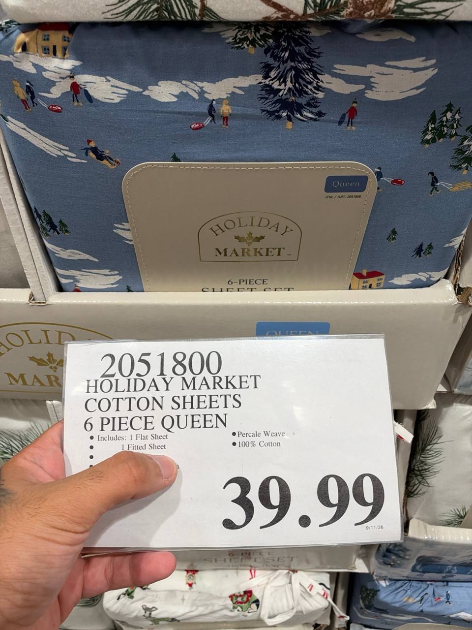 Costco - Holiday Market Cotton Sheet 6pc Queen