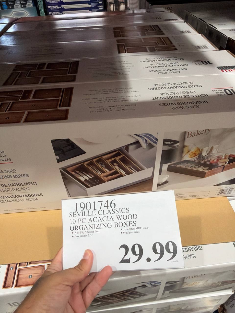 Costco - Seville Classic 10Pc Acacia Wood Organizing Boxes