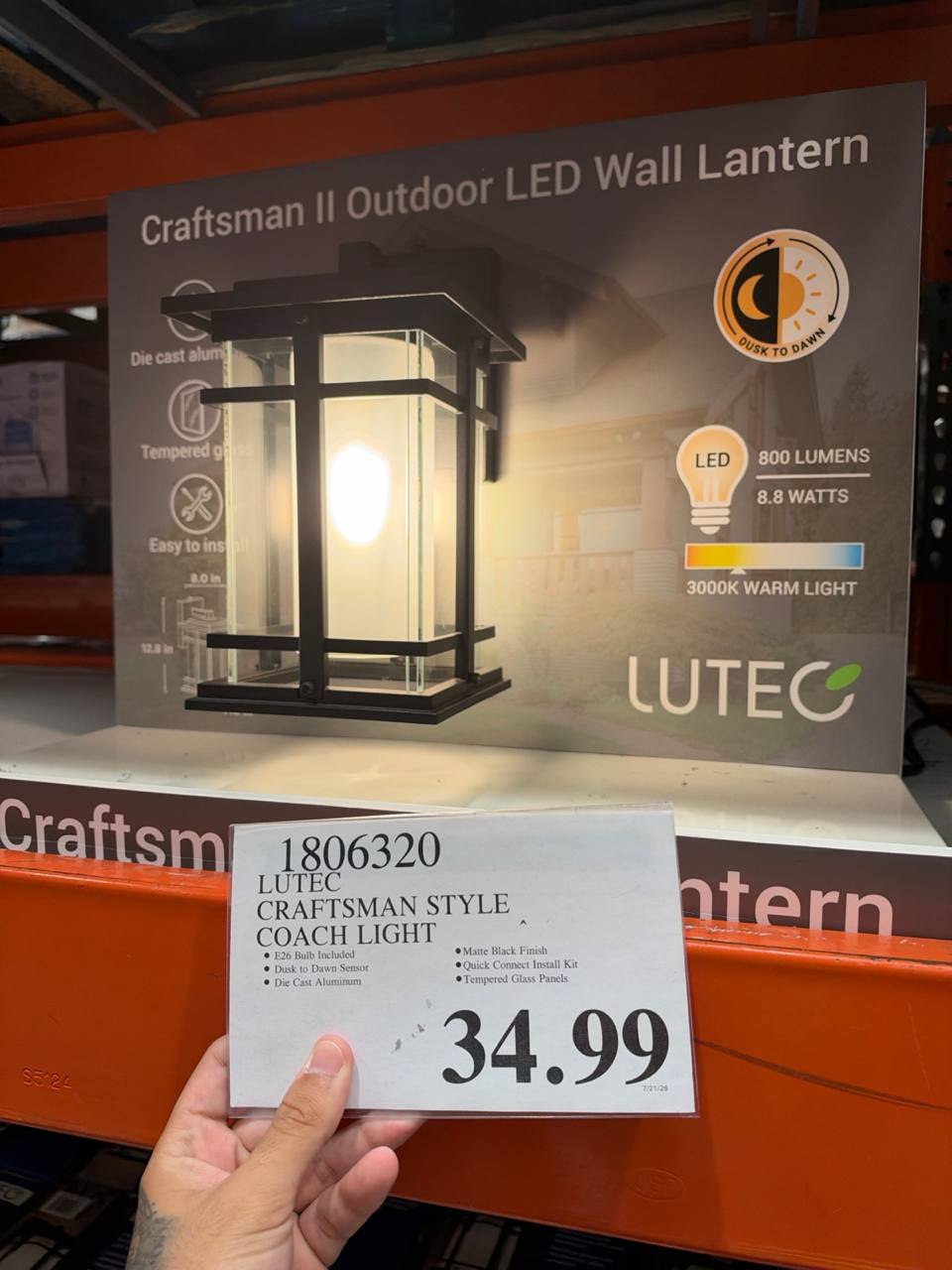 Costco - Lutec Craftsman Style Coach Light