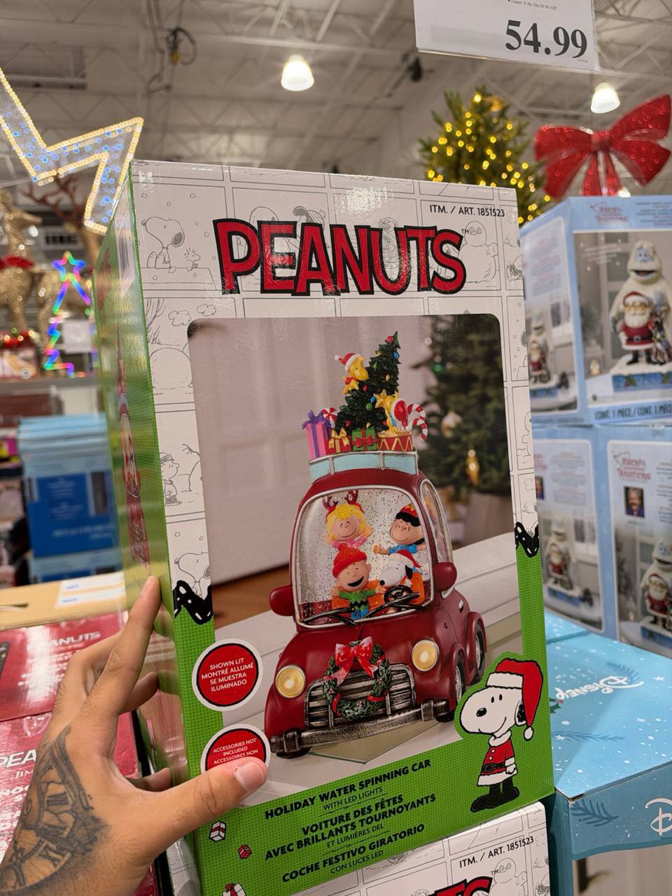 Costco - Peanuts Holiday Water Spinning Car - Decoração Natal