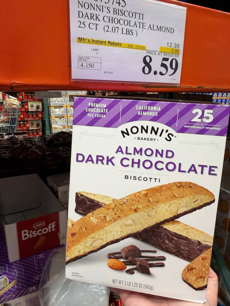 Costco - Nonni's Almond Dark Chocolate