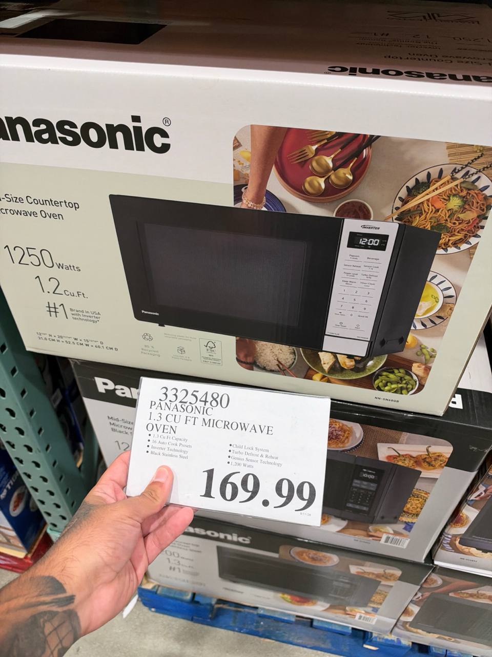 Costco- Panasonic 1.3 Cu. Ft. Countertop Black Stainless Microwave Oven with Inverter Technology