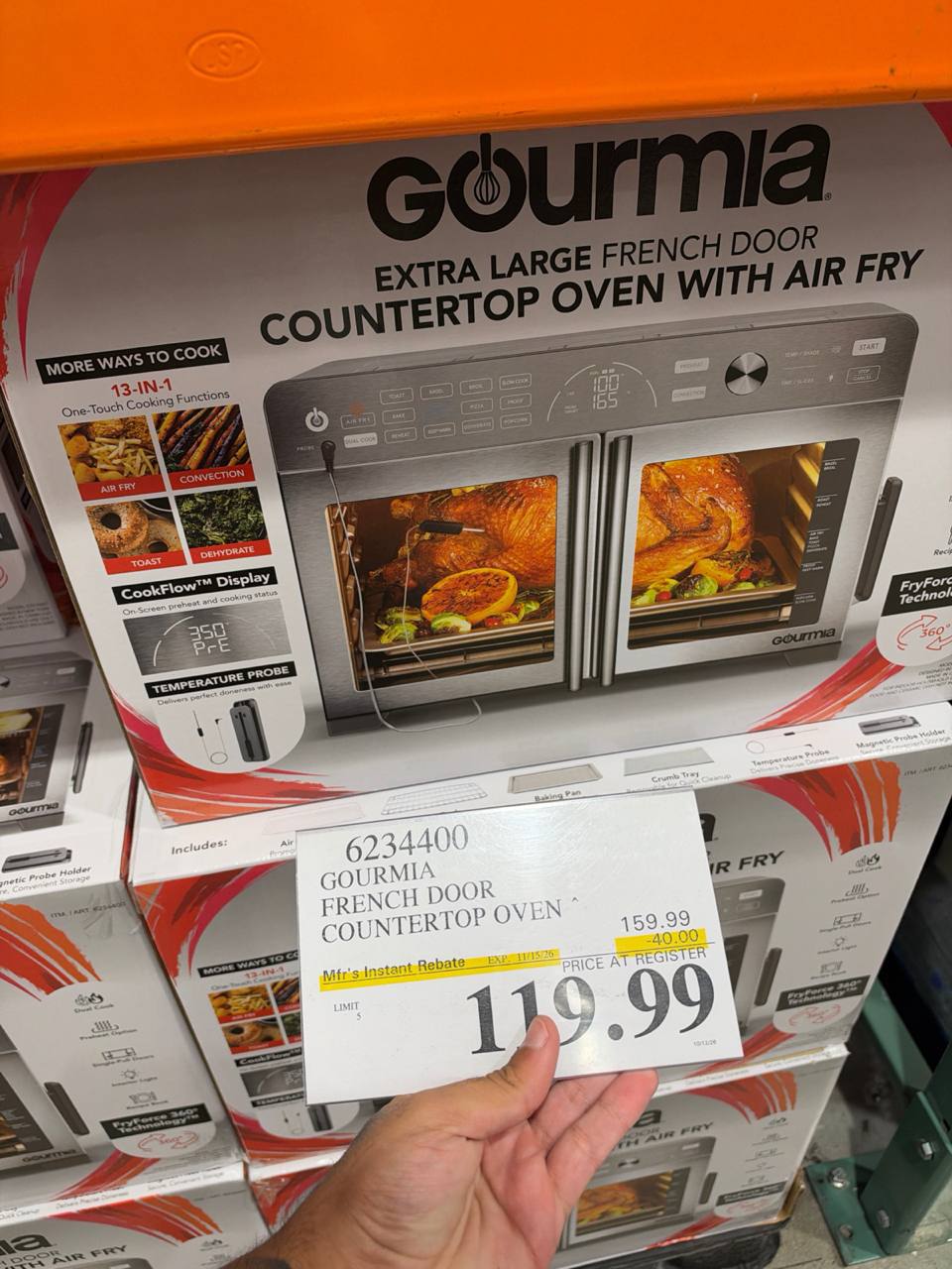 Costco- Gourmia XL 13-In-1 French Door Countertop Oven with Air Fry