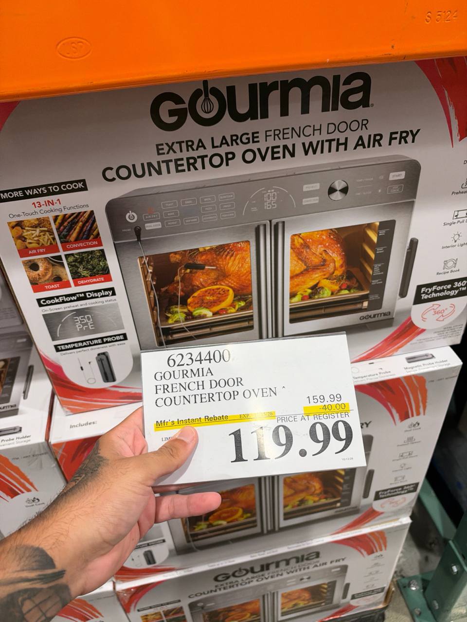 Costco- Gourmia XL 13-In-1 French Door Countertop Oven with Air Fry and Temperature Probe