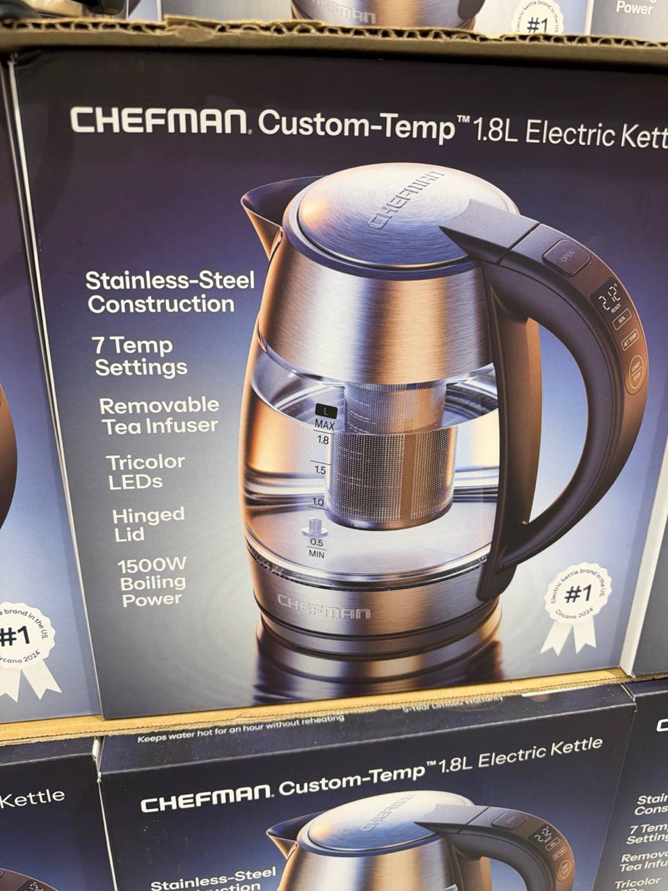 Costco- Chefman Custom-Temp 1.8L Electric Kettle