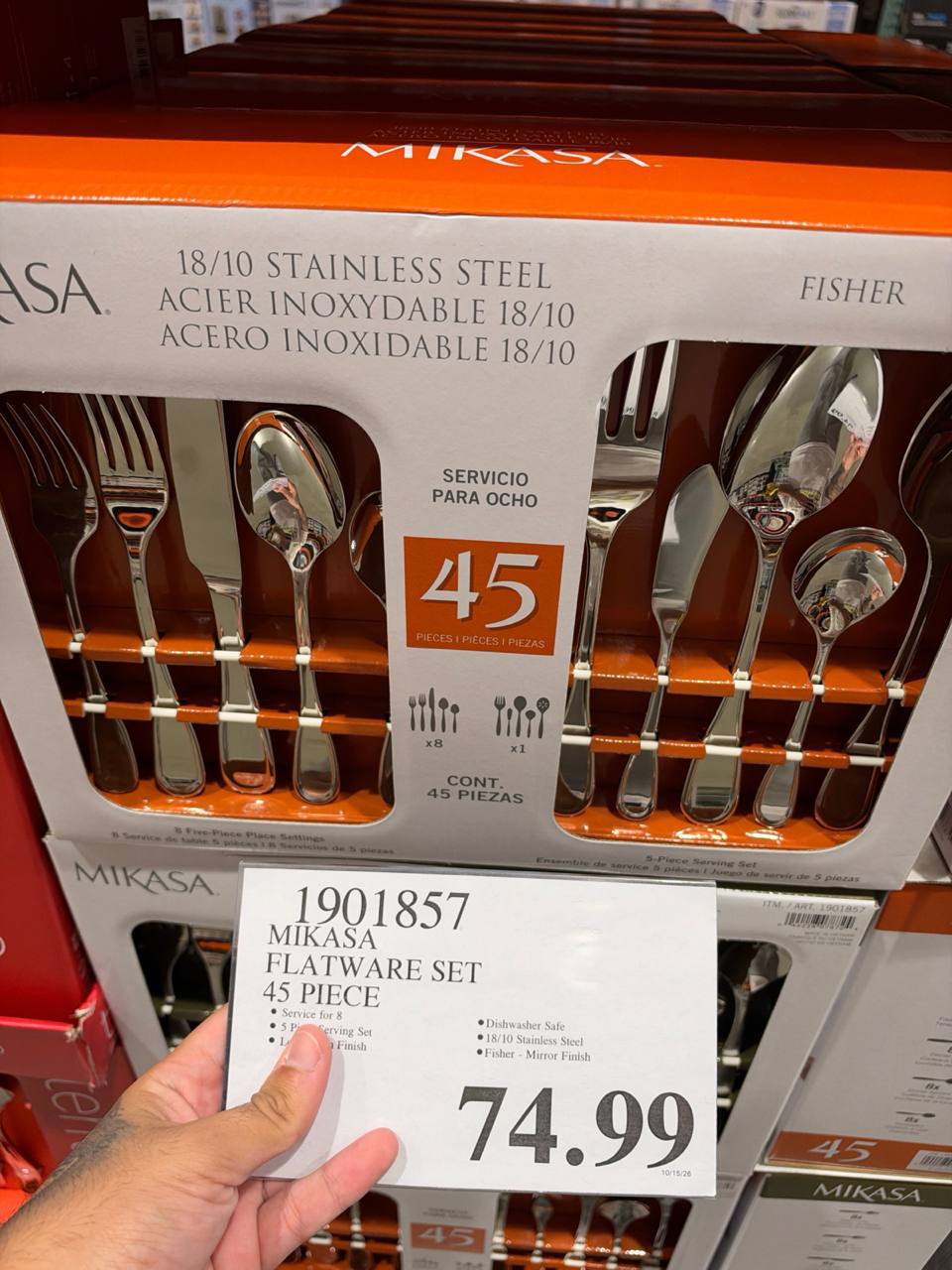 Costco-  Mikasa Flatware Set de 45 peças