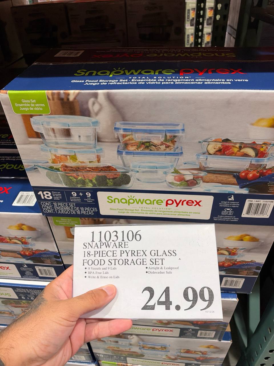 Costco-  Snapware Pyrex 18-Piece Glass Food Storage Set