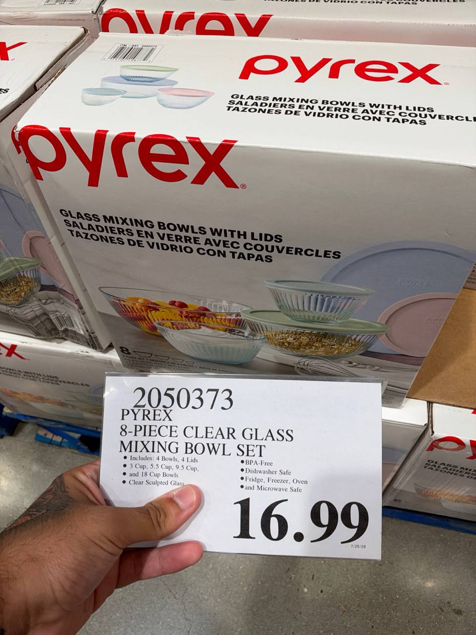 Costco- Pyrex 8-Piece Clear Glass Mixing Bowl Set