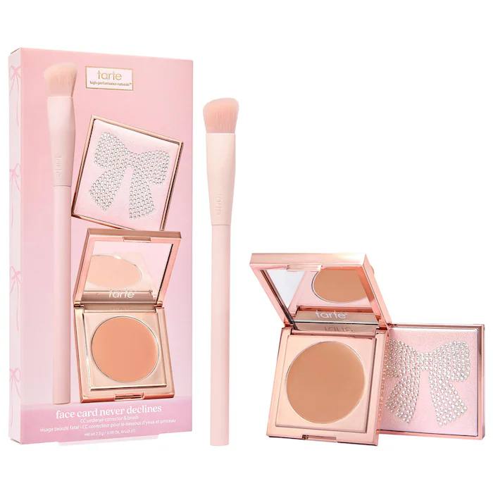 Sephora - Tarte face card never declines cc full coverage undereye corrector & brush set- Color medium- Tan Peach