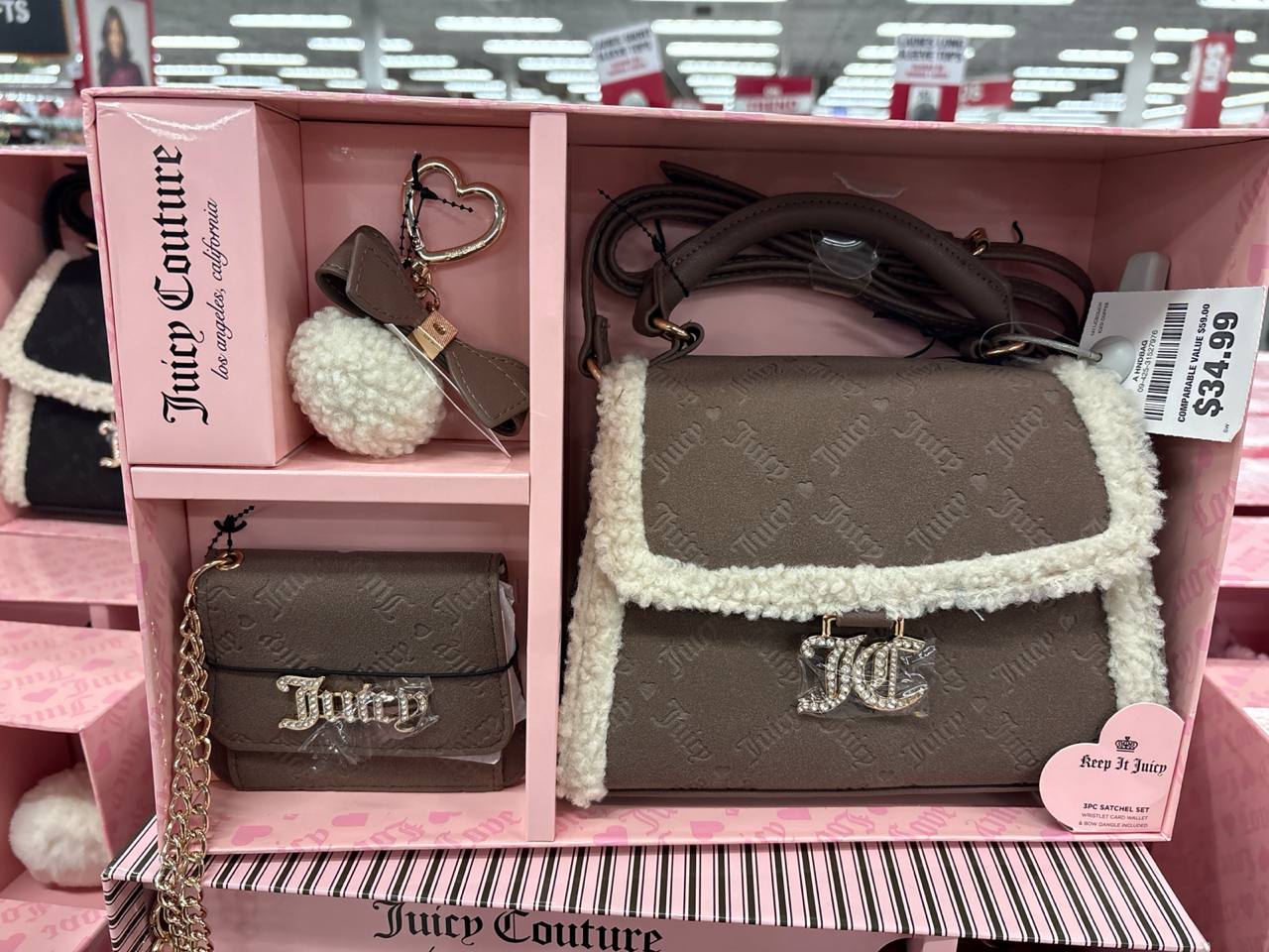 kit crossbody com 2 alças, mini bolsa e chaveiro