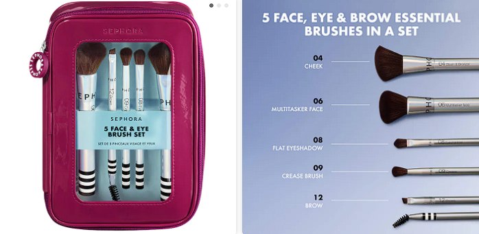Sephora - SEPHORA COLLECTION 5 Piece Face & Eye Brush Set