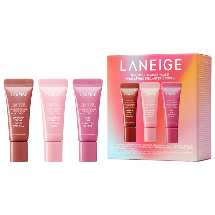Sephora - LANEIGE Glassy Lip Minis 3 Pc. Glaze Craze Tinted Peptide Lip Serum Gift Set