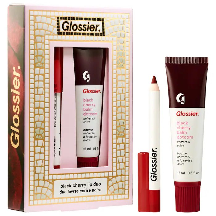Sephora - Glossier Black Cherry Balm Dotcom & Mini Lip Line Lip Liner Pencil Makeup Gift Set