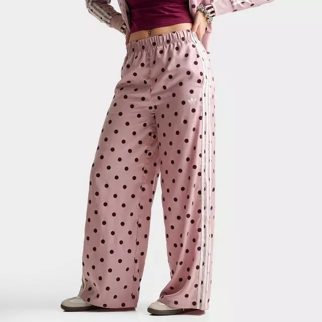 Adidas Jds - Women's adidas Originals Firebird Polka Dot Satin Wide-Leg Track Pants